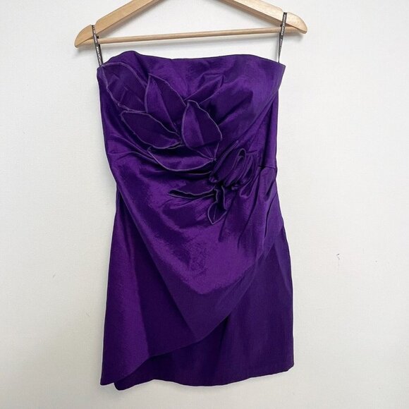 Jessica McClintock Mini Dress Sz 12 Vintage Purple  Strapless Prom Party Barbie - Picture 1 of 9